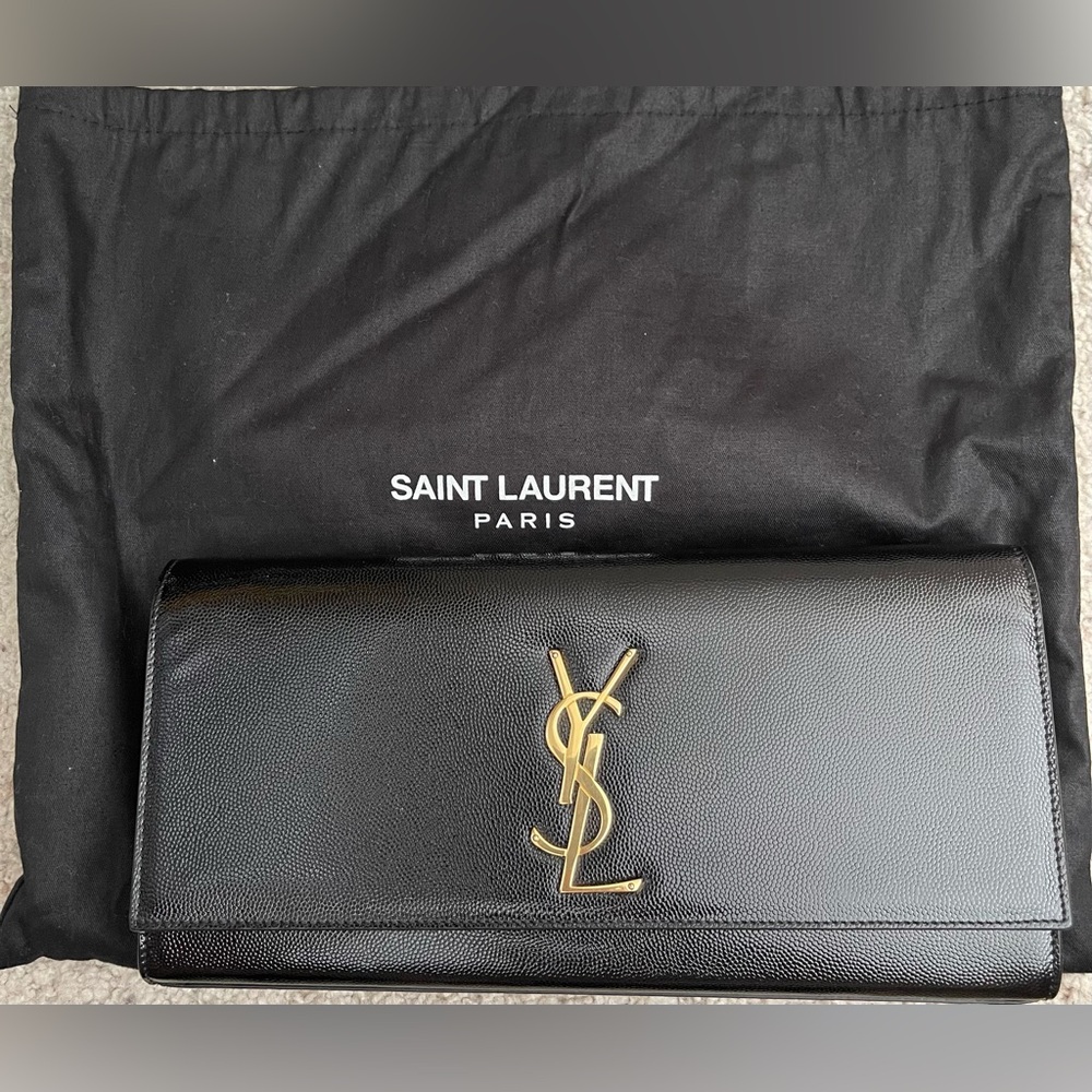 Saint Laurent Grained Leather Cassandre (Saint Laurent Clutch)